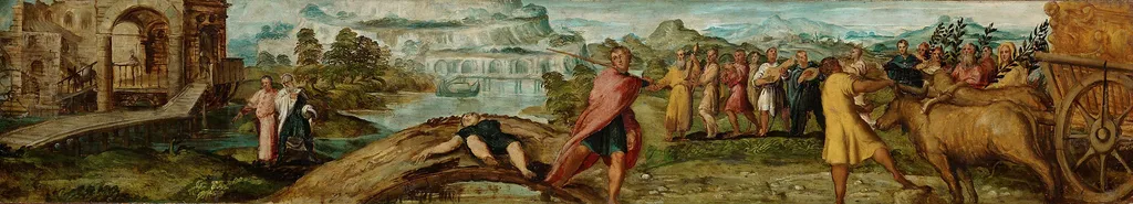 Überführung der Bundeslade durch David; der Tod des Usa, by Jacopo Tintoretto, unspecified, 1543