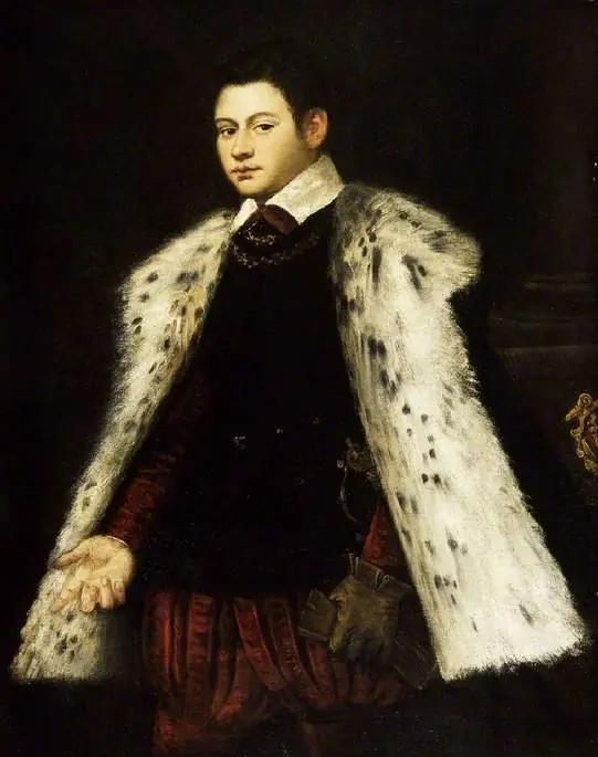 Young man in a fur cloak, 1558, by Jacopo Tintoretto