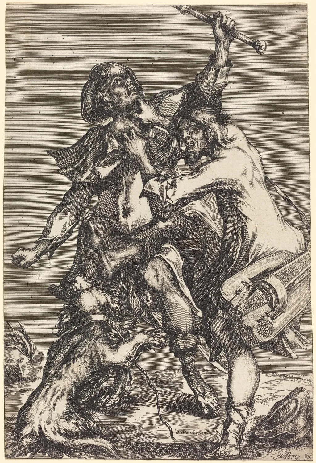 Fighting Beggars, by Jacques Bellange, ink, 1605