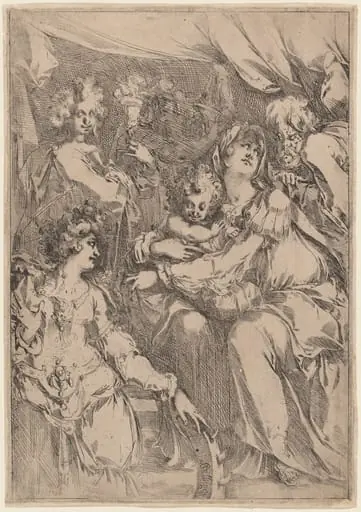 The Holy Family with Saint Catherine, Saint John the Evangelist, and an Angel, by Jacques Bellange