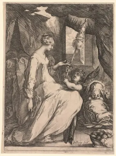 The Virgin and Child with Distaff and an Angel, by Jacques Bellange