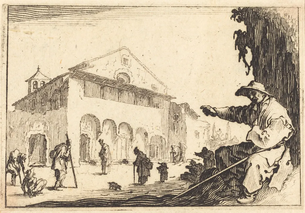Almshouse, by Jacques Callot, ink, 1617