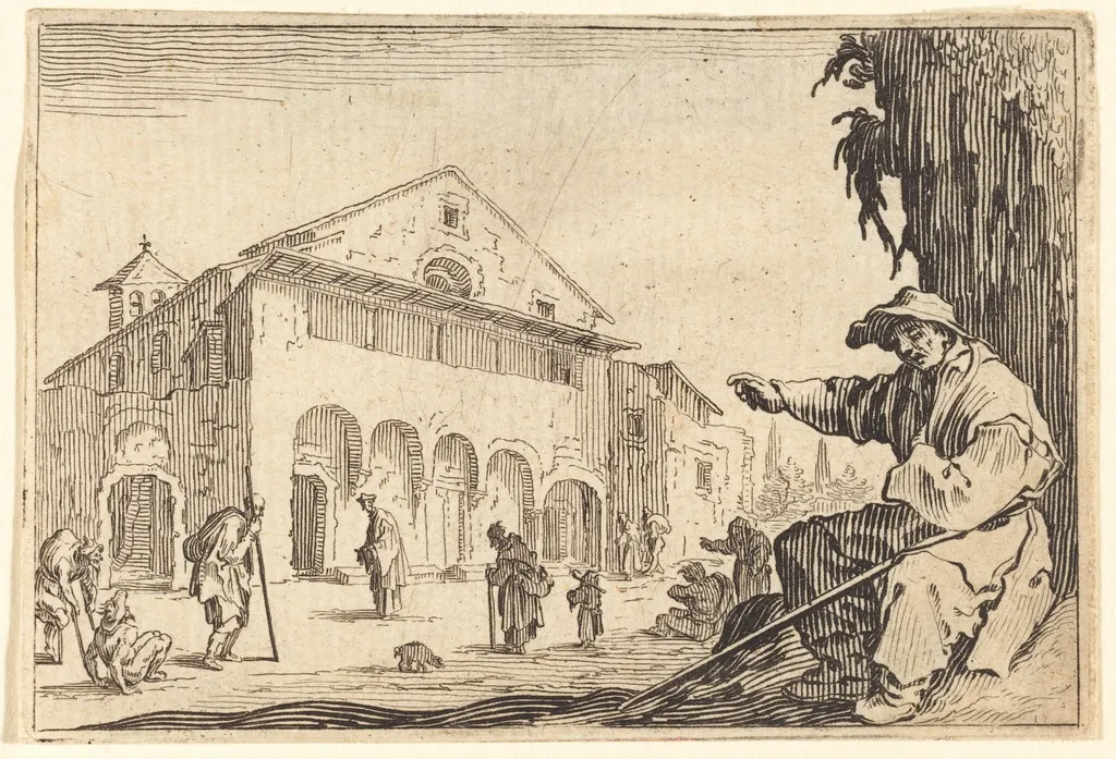 Almshouse, by Jacques Callot, ink, 1622