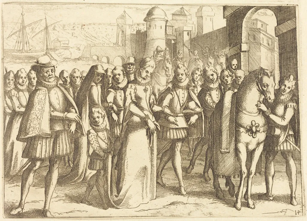 Arrival at Valencia, by Jacques Callot, ink, 1612