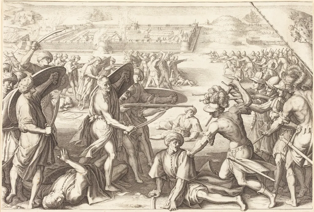 Assault on the Outer Forts of Bone, by Jacques Callot, ink, 1614