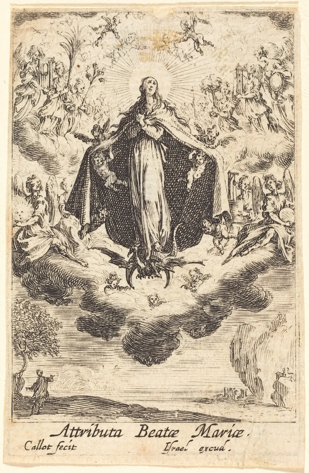 Attributes of the Virgin, by Jacques Callot, ink, 1634