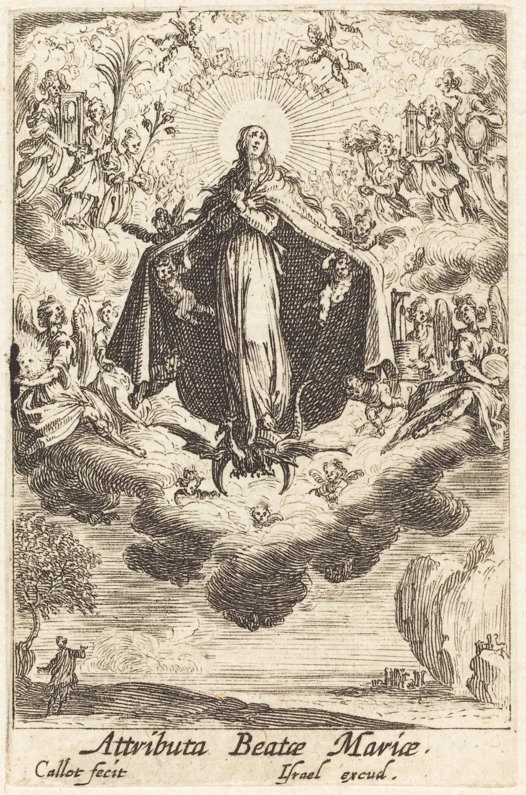 Attributes of the Virgin, by Jacques Callot, ink, 1634