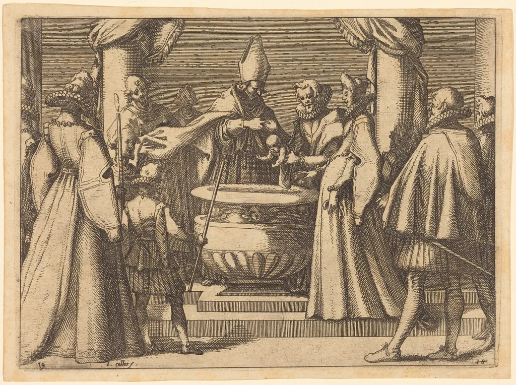 Baptism of the Prince of Spain, by Jacques Callot, ink, 1612