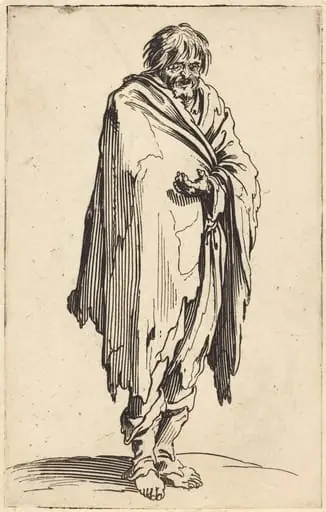Beggar with Bare Head and Feet, by Jacques Callot