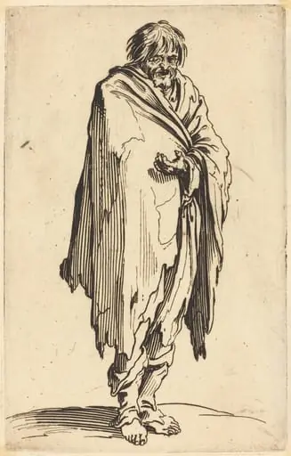 Beggar with Bare Head and Feet, by Jacques Callot