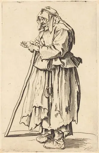 Beggar Woman Receiving Charity, by Jacques Callot