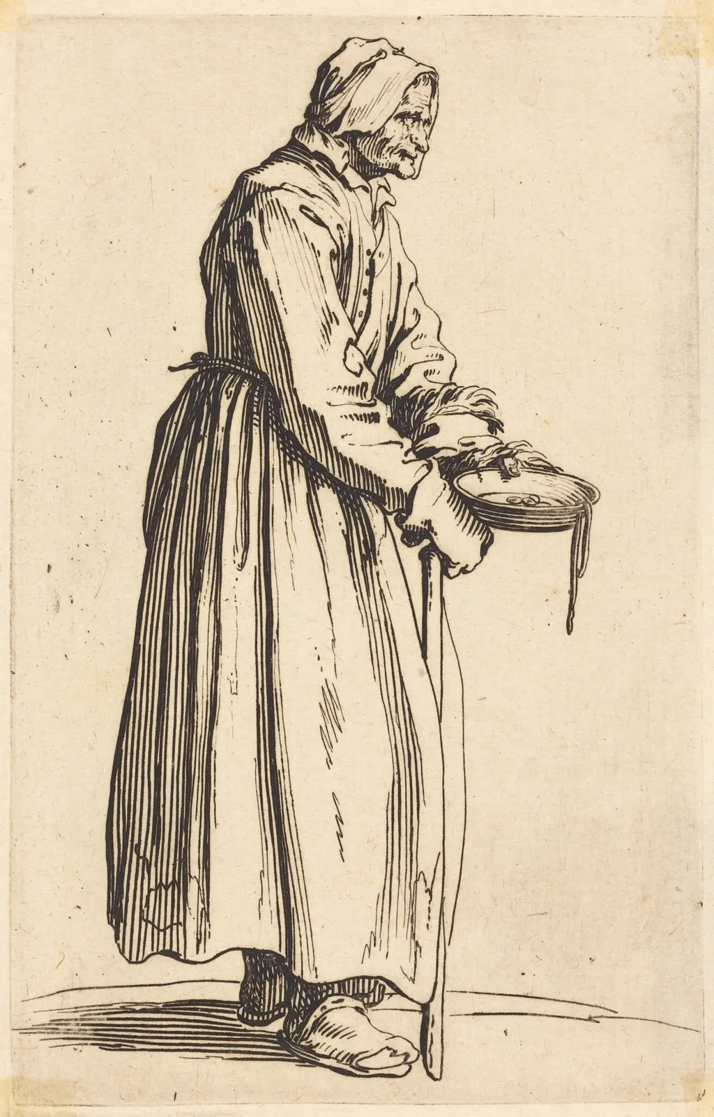 Beggar Woman with Pan, by Jacques Callot, ink, 1622