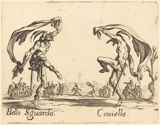 Bello Sguardo and Coviello, by Jacques Callot