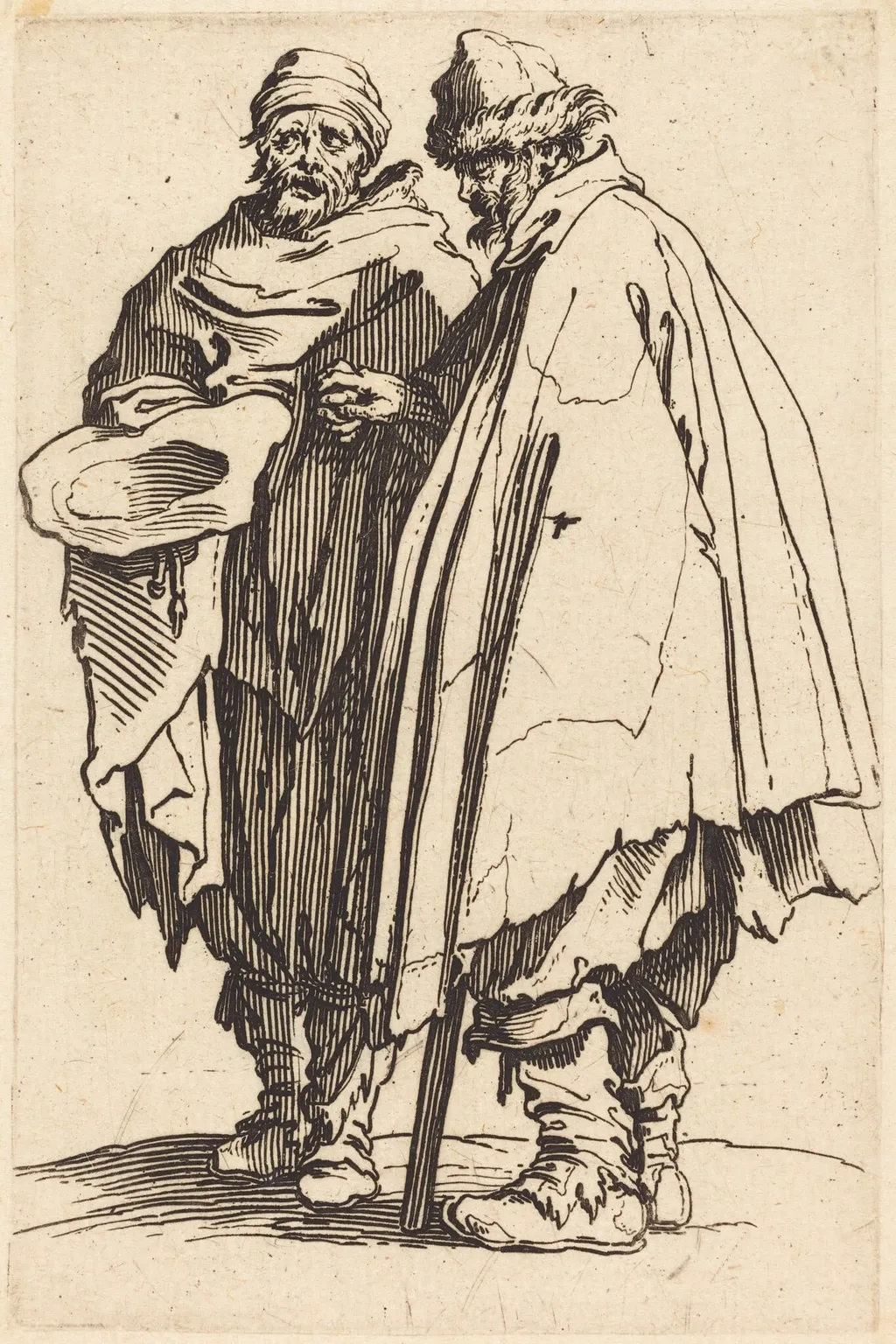 Blind Beggar and Companion, by Jacques Callot, ink, 1622