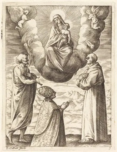 Boniface VIII with Saints Francis and Crispin Adoring the Virgin and Child, by Jacques Callot
