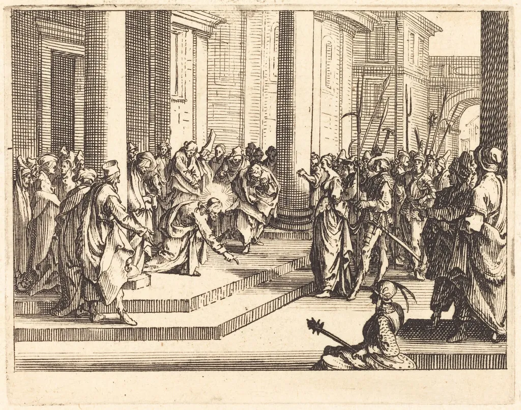 Christ and the Woman Taken in Adultery, by Jacques Callot, ink, 1635