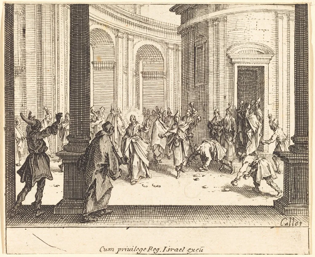 Christ and the Woman Taken in Adultery, by Jacques Callot, ink, 1635
