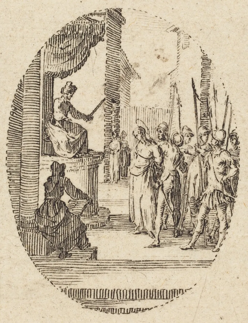 Christ before Pilate, by Jacques Callot, ink, 1631