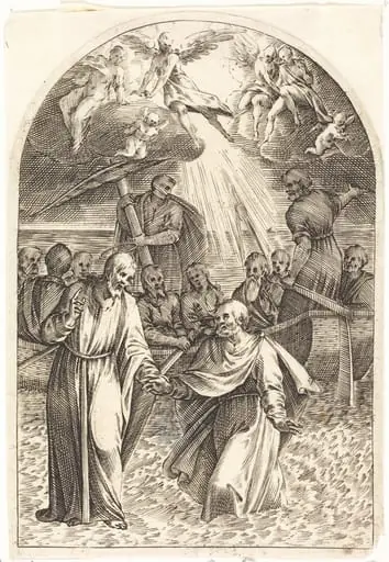 Christ Walking on the Water [second plate], by Jacques Callot