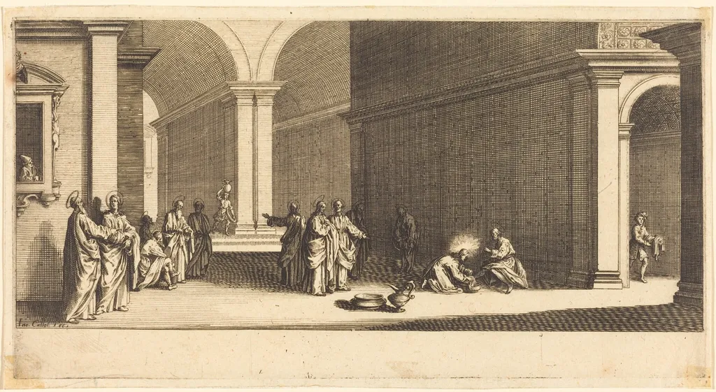 Christ Washing the Apostles' Feet, by Jacques Callot, ink, 1618