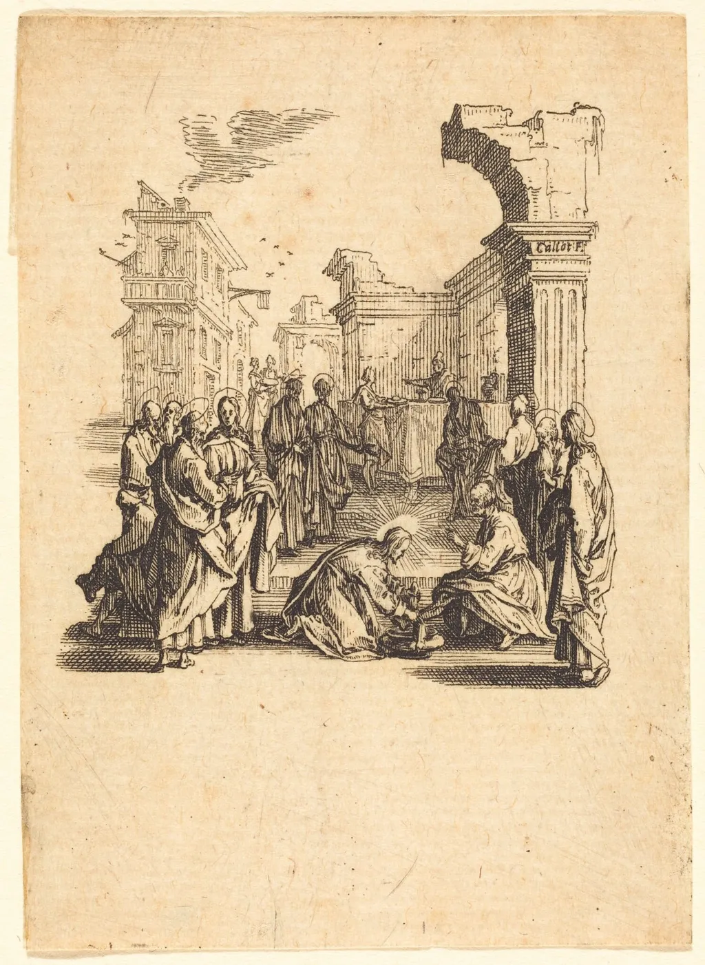 Christ Washing the Feet of the Apostles, by Jacques Callot, ink, 1624