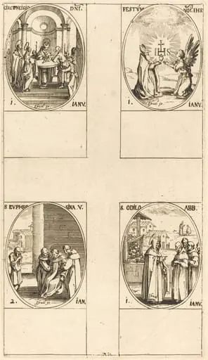 Circumcision; Festival of Name of Christ; St. Odilo; St. Euphrosyna, by Jacques Callot