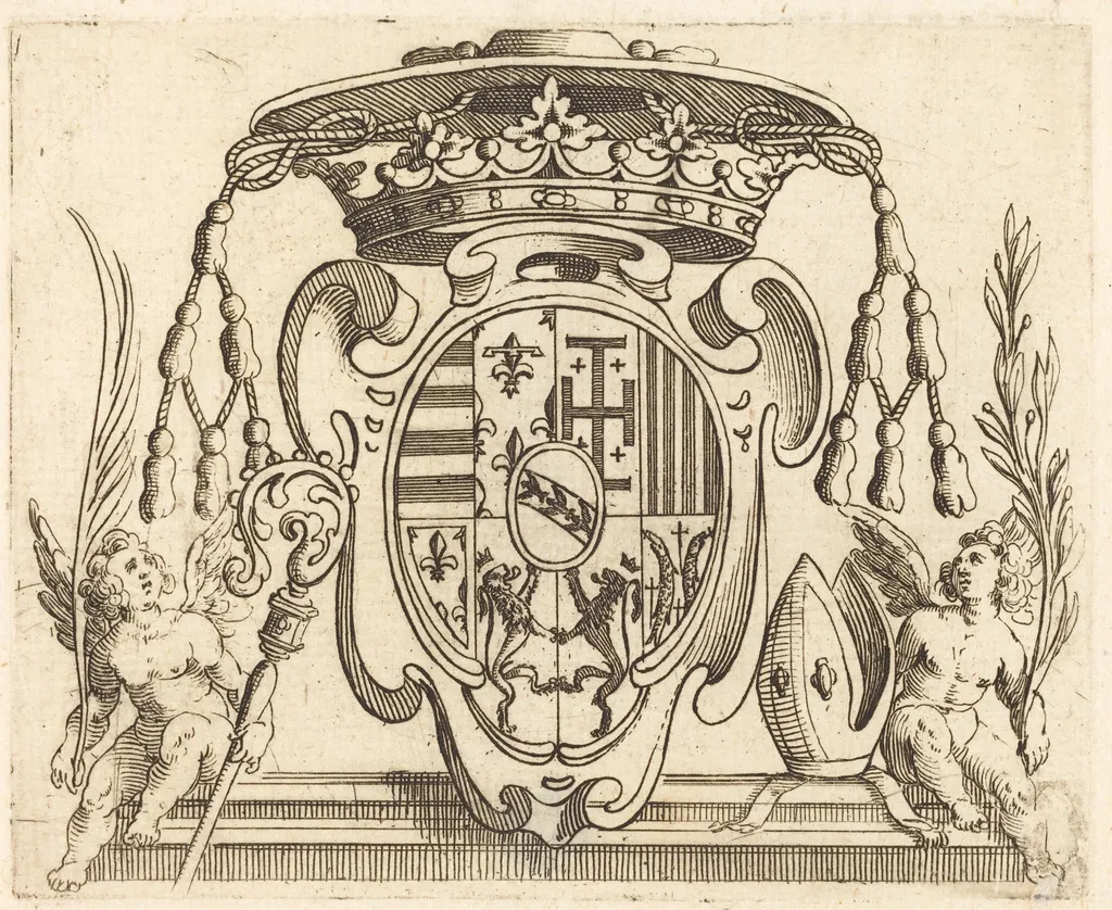 Coat of Arms of Nicolas Francis of Lorraine, by Jacques Callot, ink, 1629