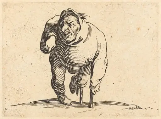 Cripple with Crutch and Wooden Leg, by Jacques Callot