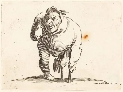 Cripple with Crutch and Wooden Leg, by Jacques Callot