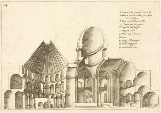 Cross-Section of the Church of the Holy Sepulchre, by Jacques Callot