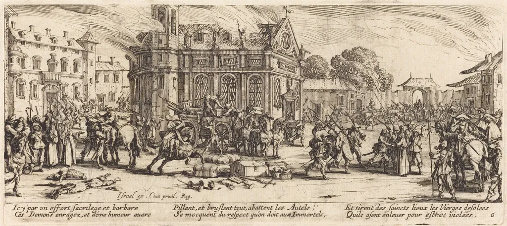 Destruction of a Convent, by Jacques Callot, ink, 1633