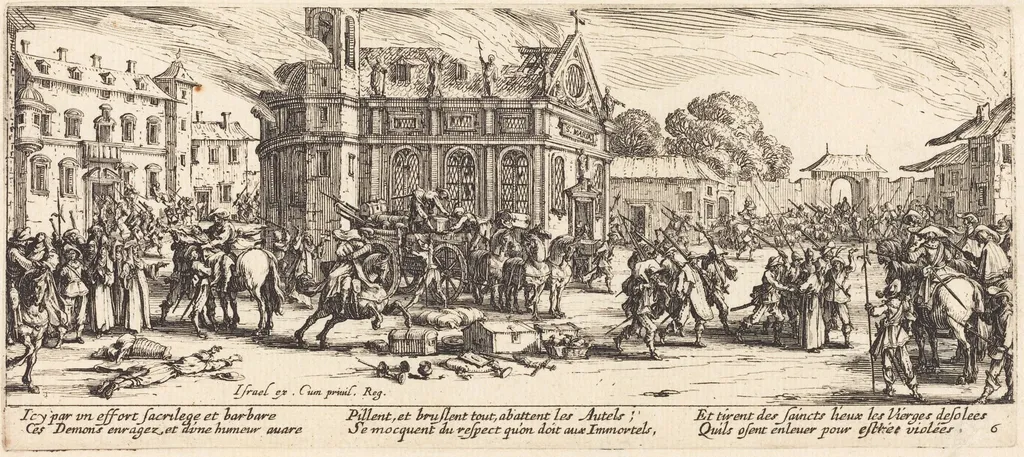Destruction of a Convent, by Jacques Callot, ink, 1633