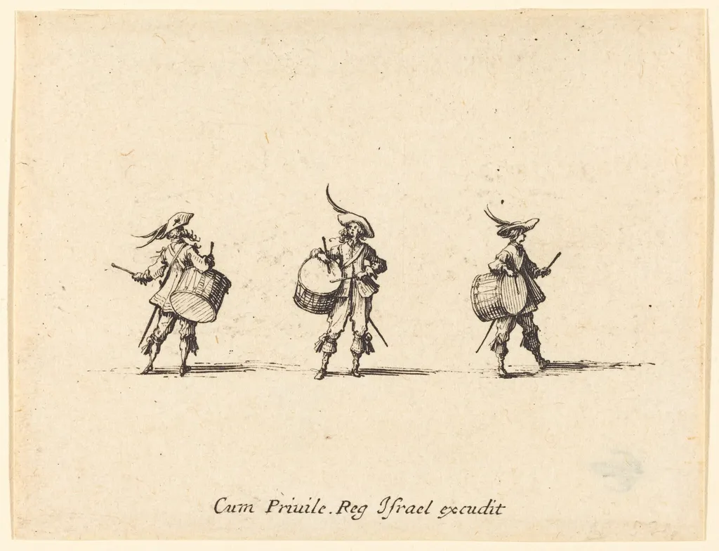 Drill with Drums, by Jacques Callot, ink, 1634