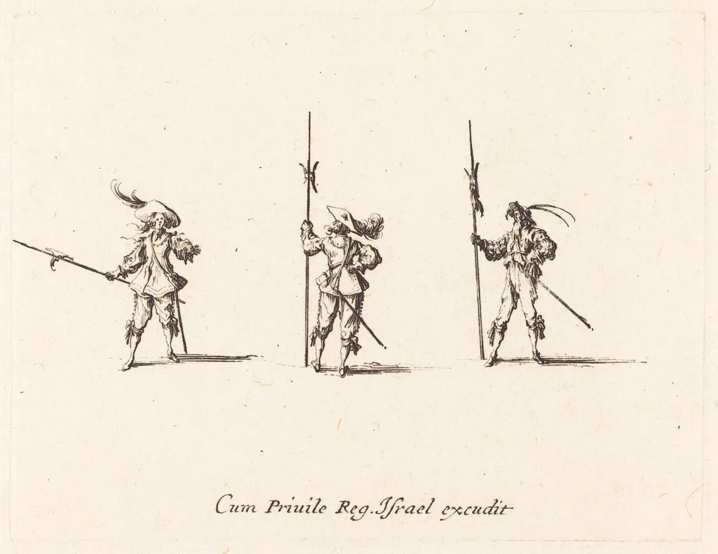 Drill with Halberds, by Jacques Callot, ink, 1634