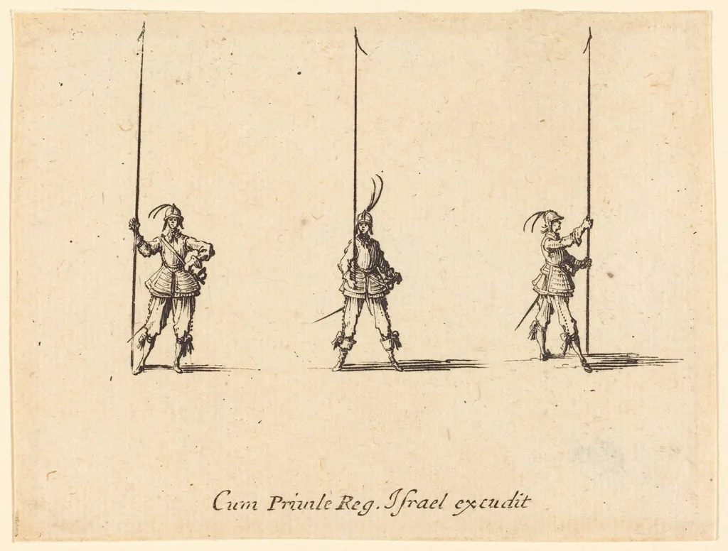 Drill with Raised Pikes, by Jacques Callot, ink, 1634
