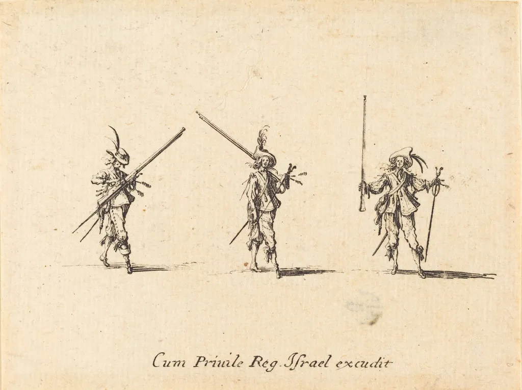 Drill with the Musket, by Jacques Callot, ink, 1634