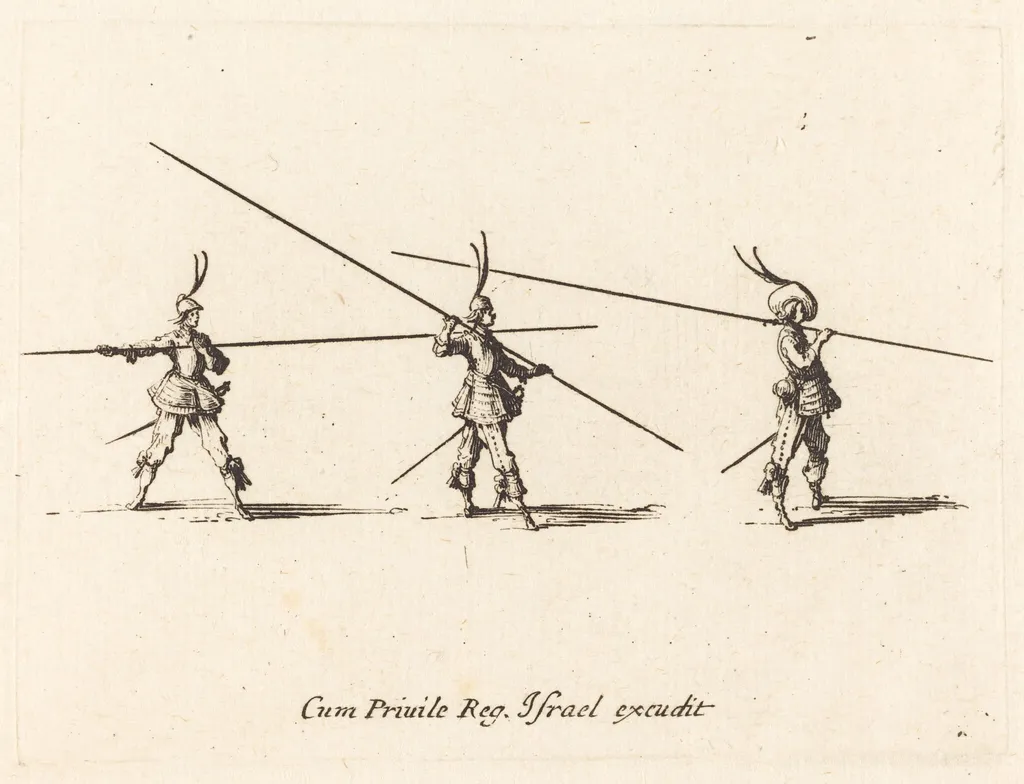 Drill with Tilted Pikes, by Jacques Callot, ink, 1634