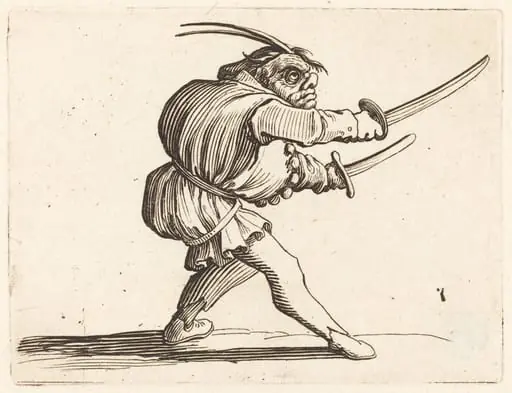 Duellist with Two Sabers, by Jacques Callot