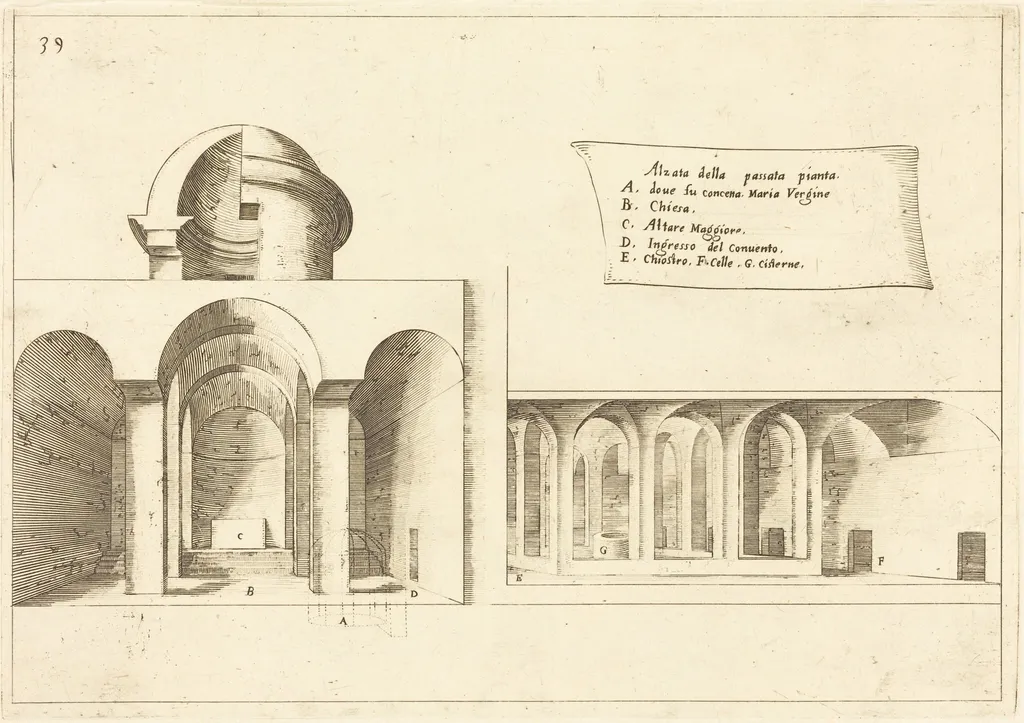 Elevation of a Church, by Jacques Callot, ink, 1619