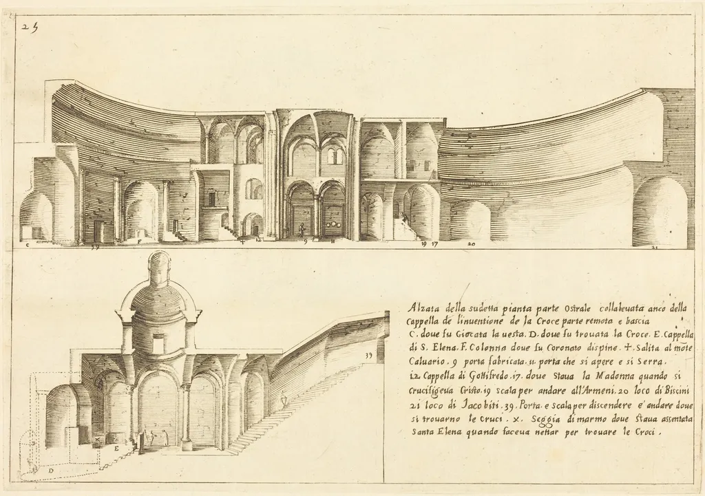 Elevation of the Chapel of the Invention of the Cross, by Jacques Callot, ink, 1619