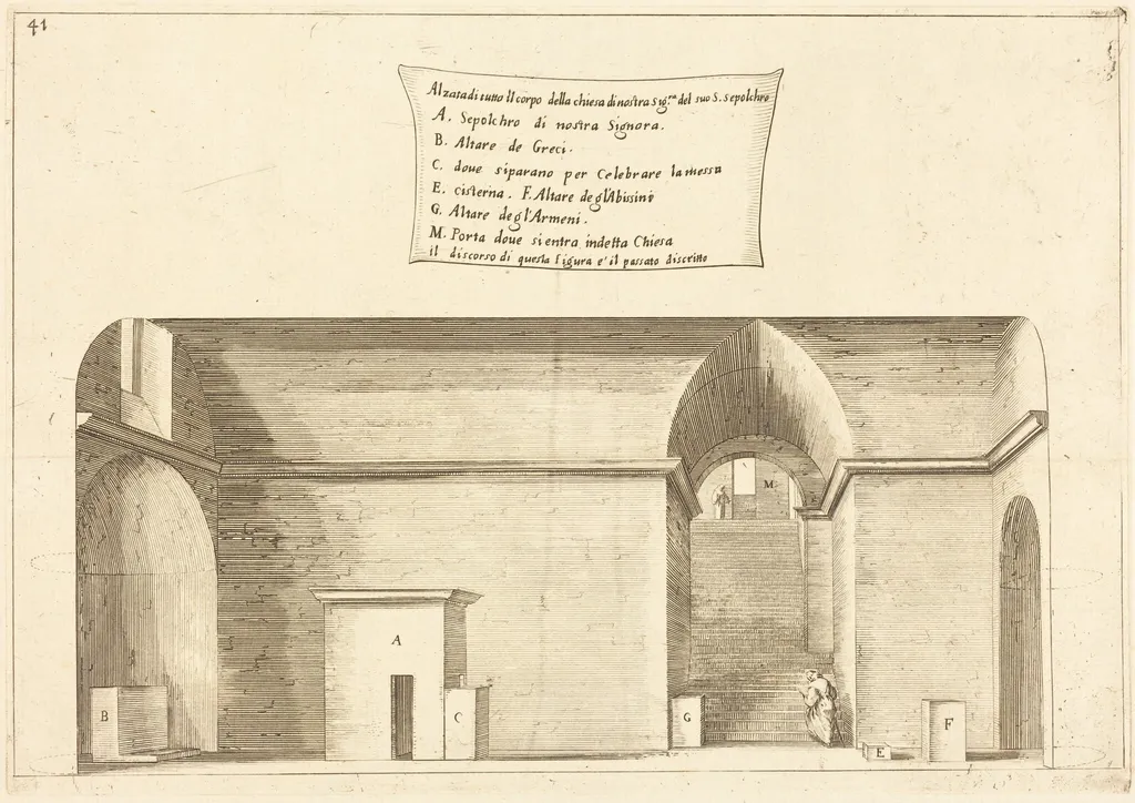 Elevation of the Church of the Holy Sepulchre, by Jacques Callot, ink, 1619