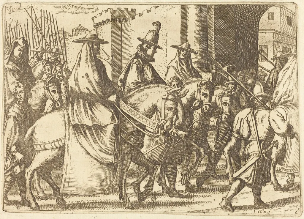 Entry into Ferrara, by Jacques Callot, ink, 1612