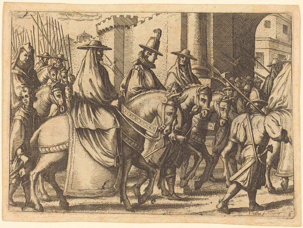 Entry into Ferrara, by Jacques Callot, ink, 1612