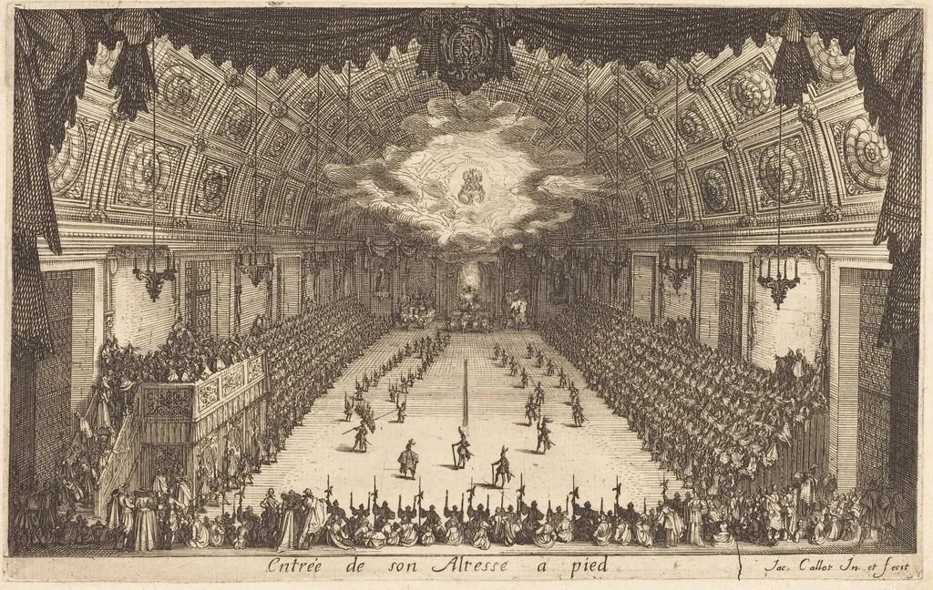 Entry of His Highness on Foot, by Jacques Callot, ink, 1627