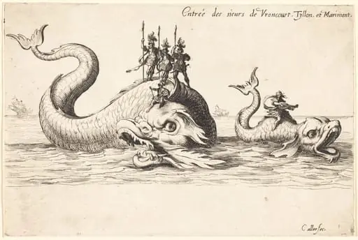Entry of Mm. de Vroncourt, Tyllon, and Marimont, by Jacques Callot