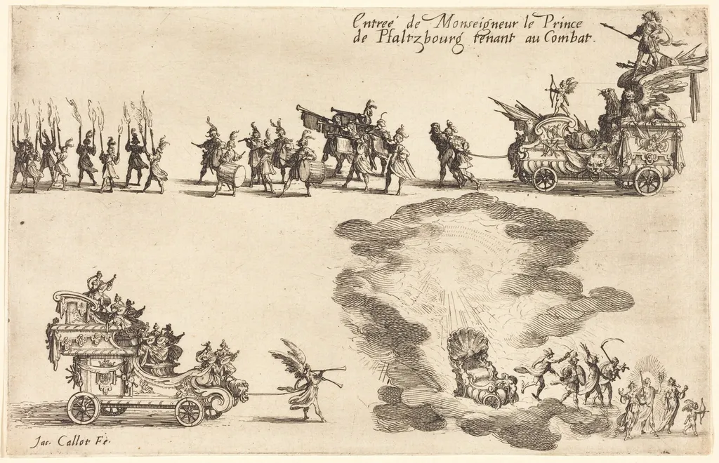 Entry of the Prince of Pfaltzbourg, by Jacques Callot, ink, 1627