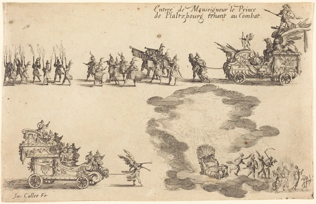 Entry of the Prince of Pfaltzbourg, by Jacques Callot, ink, 1627