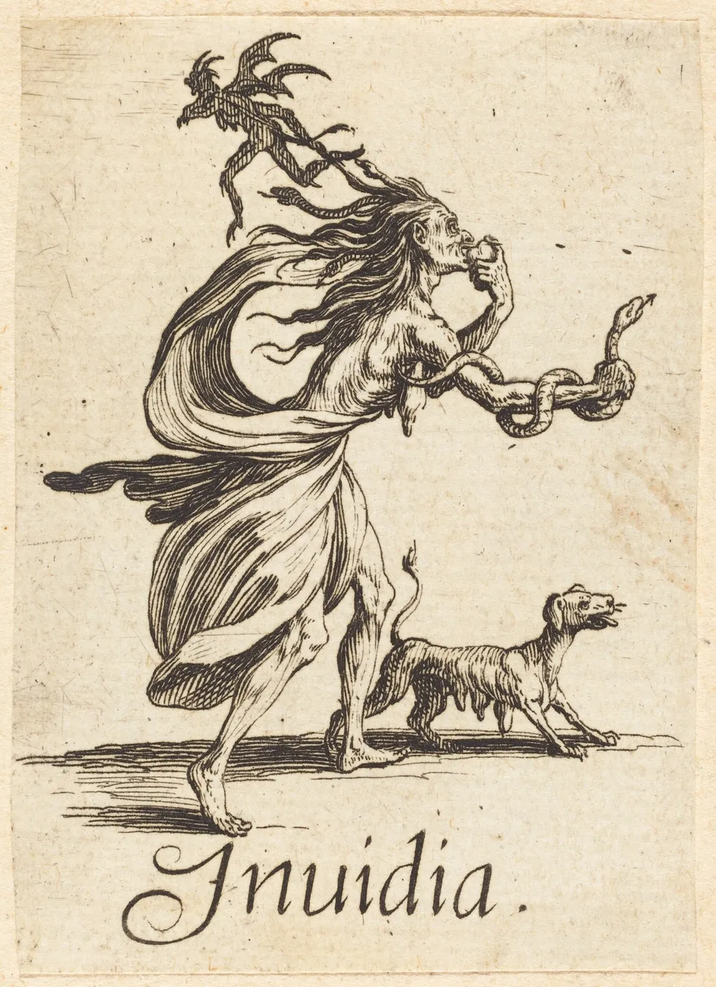 Envy, by Jacques Callot, ink, 1621