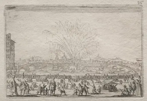 Fireworks on the Arno, by Jacques Callot