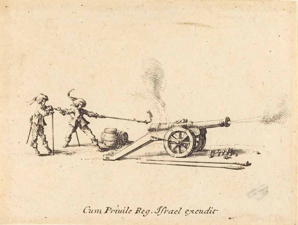 Firing the Cannon, by Jacques Callot, ink, 1634
